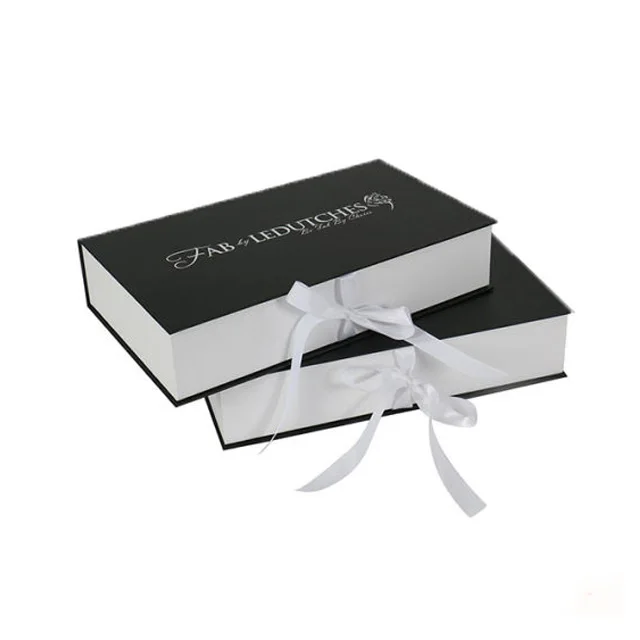 custom high-end hair extension box with ribbon