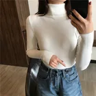 Women Autumn Winter Thick Sweater Women Knitted Ribbed Pullover Sweater Long Sleeve Turtleneck Slim Sweater