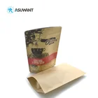 Eco friendly aluminum foil pouch flat bottom bag biodegradable food packaging custom logo printed brown kraft paper
