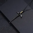 Abiding Bat'S Wing Sword Pendant Natural Citrine Stone Gold Plated Punk Jewelry 925 Sterling Silver Custom Necklace