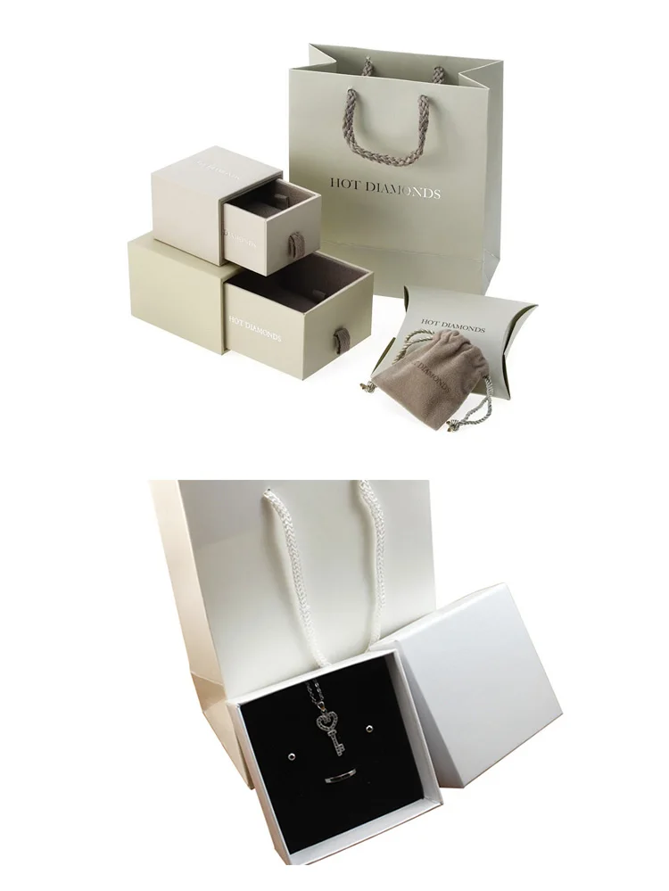 luxury custom cardboard gift box with matching bag for jewelry