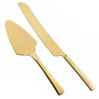 Tools Hot Sell Stainless Steel Solid Handle Gold Cake Server Set Bread Knife Baking Tools Kitchen Accessories