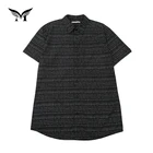 Low moq factory outlet ready made fashion print men's short sleeve shirts black wholesale