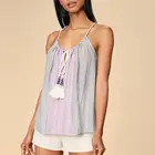 2019 Blue and White Striped Embroidered Tank Top HY3315