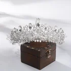 Genya Fashion Hair Accessories Large Crystal Inlaid Bloom Flower Bridal Tiara wedding hair crown Beauty pageant crown