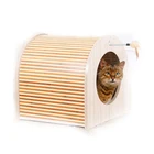 Pretty Tunnel House Wooden Feather Toys Cat Tree