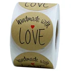 Stickers Custom Kraft Handmade With Love Stickers With Black Font Total 2 Inch Round 300 Adhesive Labels Per Roll