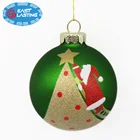 Painting Christmas Ball Painting Green Branch Custom Christmas Ornament Hanging Glass Decoration Ball