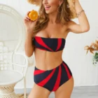 Strapless Two Piece Bathing Suit Sexy Cute High Waisted Bikini Top Swimsuits for Women