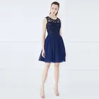 2019 Fashion Design Round Neck Sequins To Receive The Waist Summer Evening Women Sexy Short Lace Formal Party Dress