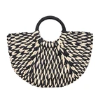 Round handmade straw bag beach bag handbag for girls perfect summer bag