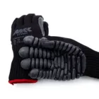 Shock Proof knitting palm latex Safety Gloves Anti Vibration Work black color magic tape cuff style safety gloves