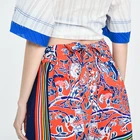 Women petticoat bow colorful floral printed bohemian rainbow mini flare skirt