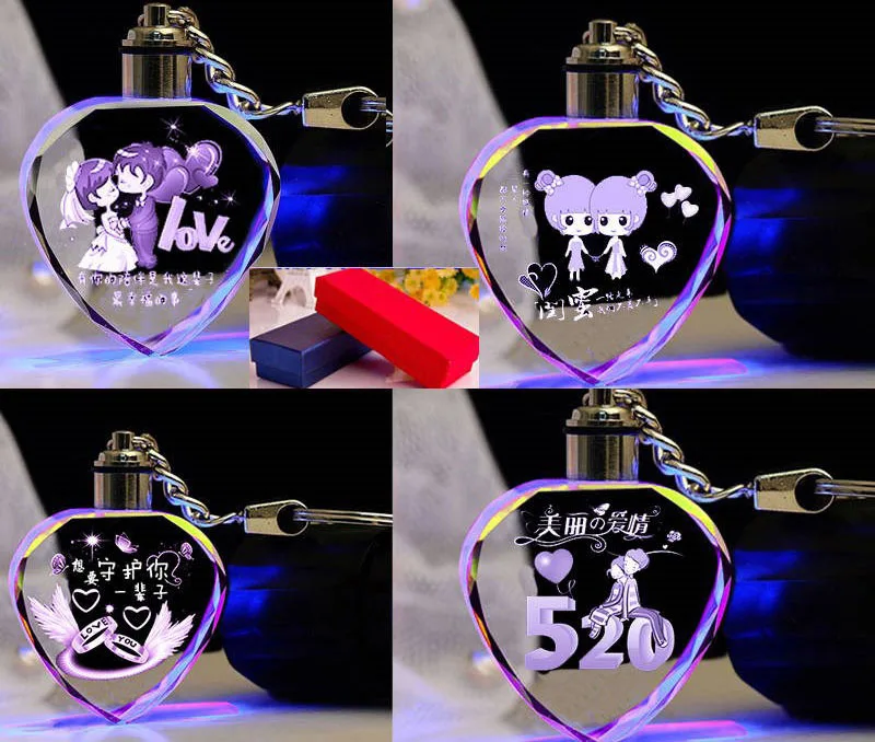 led crystal key chain gift with engraved logo
