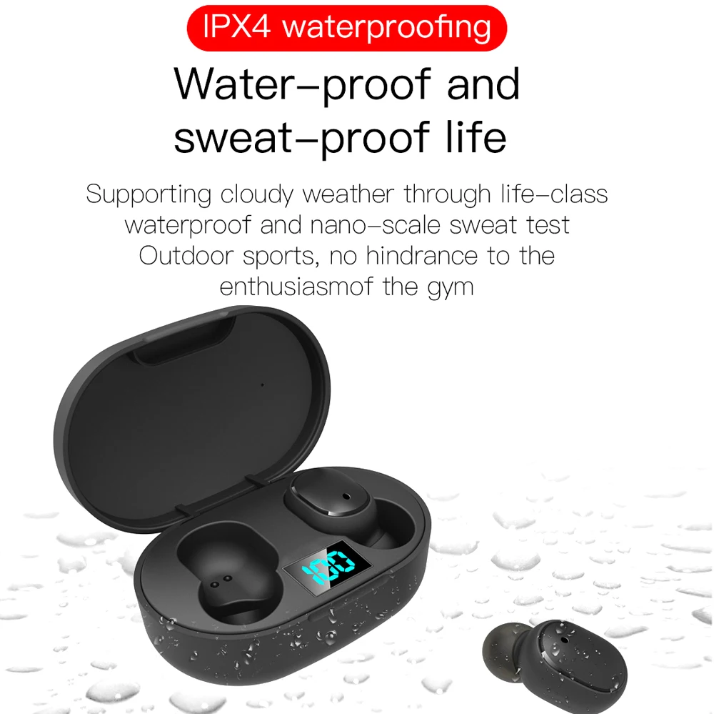 LCD Display E6S TWS Wireless Earbuds 3D Stereo Mini Bluetooth Earphone 5.0 Sports Waterproof Headset Airdot for Xiaomi Redmi - ANKUX.COM