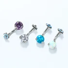 ASTM F136 Titanium Internally Threaded Navel Curve Banana with Prong Set Opal Flower Top