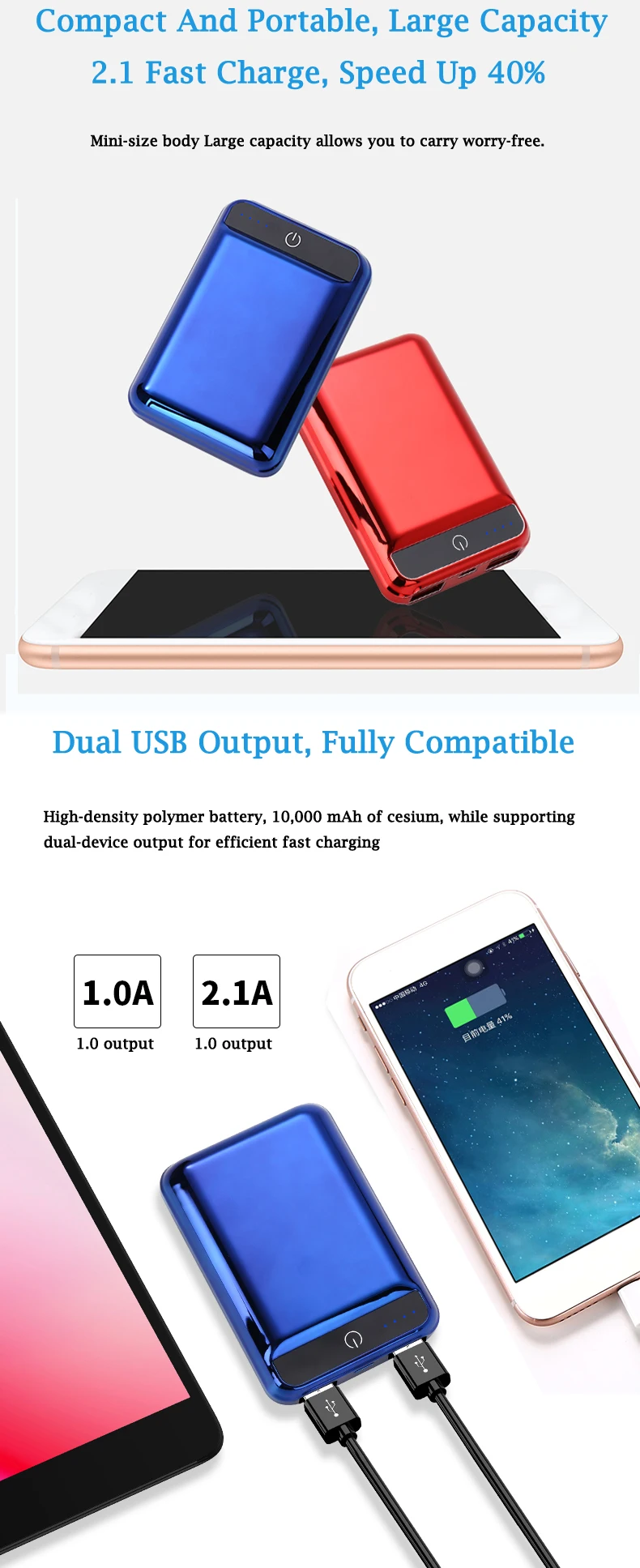 New 2019 Trending Product Portable Slim Pocket Custom Mini Power Bank Station , Mini Power Banks - ANKUX.COM