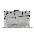 Silvery elegant exquisite metal hollow out design women evening clutch purse bag