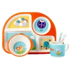 eco friendly biodegradable dinnerware Bamboo Fiber Children's plate sets Cartoon tableware plates for Baby