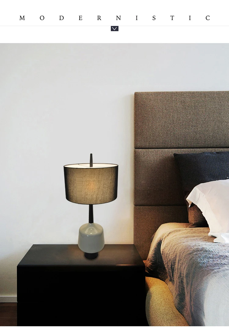 Nordic modern hotel bedroom bedside table lamp metal decorative ceramic lighting table lamp