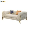 Home furniture classic luxury modern button velvet tufted living room upholstered chesterfield sectional sofa set