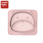 Wholesale Heat-resistant Cute Shape Pink Divided Training Dinner Plates Kid Tableware Set Silicone Kids Plate