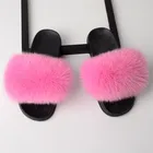 Wide varieties Mink Fur Slides Fox Fur Slippers Sandals colorful fur