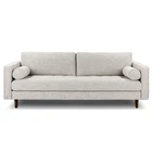 Solid Wood Fabric Design Living Room Sofa Set French 3 Seater Hotel with Wooden Legs
