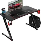 LED Gaming Desk, Office PC Computer Desk with Mouse Pad, Gamer Tables Pro with USB Gaming Handle Rack
