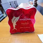 Customized octagonal metal red tin box for cookie or tea packing