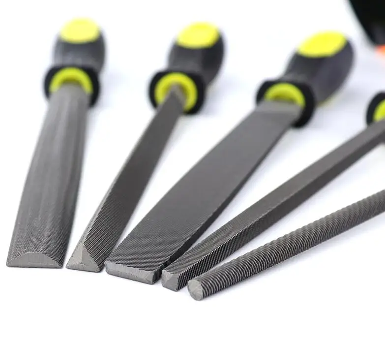 Hot Sale 4Pcs Second Cut Steel Flat Needle File with Plastic Handle
