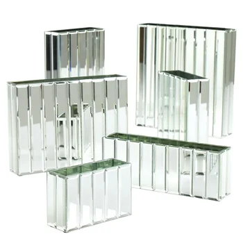 Modern Design High Quality Cube Mirrored Glass Pilsner Vase View