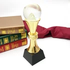 Logo Printed Creative Design Laser Engraving Award and Medal Crystal Glass Ball Metal Trophy