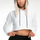 Top Wholesale OEM Custom Logo Fitness Running Workout Short Hoodie Women's Pullover Crop Top Hoodie