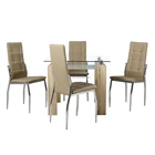 Free sample dining room furniture tempered glass top table wholesale dining table set with chairs