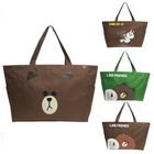 WOBAG Large Brown Bear Foldable Cartoon Printed Handbag Waterproof Canvas Travel Bag Eco-friendly shopping bag