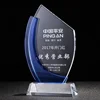Custom laser engraving K9 blue crystal glass trophy for business gift