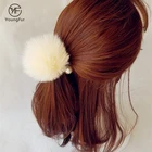 Fur Girls Fur Ball Lovely Fox Fur Pompom Ball Hair Scrunchies Girls Elastic