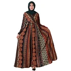 2019 New design islamic clothing V-neck printed high-waisted long skirt abaya muslim abaya dress