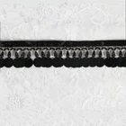 Kavatar Black Plastic Beaded Tassel Fringe Garment Sequin Fringe Decorative For Dance Dress