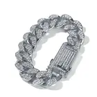 20mm HipHop Cuban Link Chain Iced Out Cuban Crystal Miami Gold Chain Gold Silver Necklace Bracelet Set Cheap Necklace