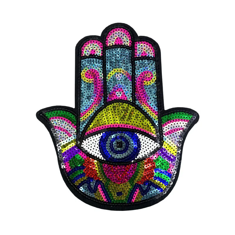 Hot Selling Hand Sequined Iron on Patches Big Hand Eye Sequins Embroidery Appliques for T-shirt
Hot Selling Hand Sequined Iron on Patches Big Hand Eye Sequins Embroidery Appliques for T-shirt