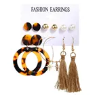 Gincom Hoop Earrings Earring Pearl Bead Rhinestone Tassel Rattan