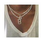 Jewelry Chains Hip Hop Jewelry Diamond Bubble Letter Iced Out Custom Print Initial Necklace with Tennis Chains