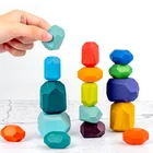 Toys For Kids Wooden Stone Toy Rocks Stones Wood Balancing Stacked Stones Baby Color Stone Wooden Pebbles Toys For Kids