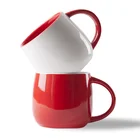 11oz custom porcelain double color tea cup ceramic potbelly milk coffee mug for latte cappuccino espresso