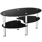 Modern oval smooth tempered glass center table for home office