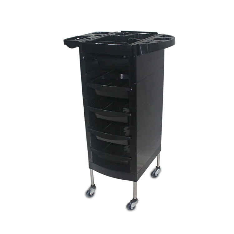 Professional Sales Salon trolley Beauty Salon Trolley with 5 ABS Drawers, Two Metal Holder, Rolling Wheels for Stylist