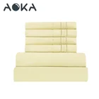 AOKA USA 6 Piece Queen Soft Microfibre Bedding Sheet Set Comforter Set Bedding Fabric Bedding Set
