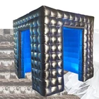 シルバーフォトブースの壁バルーン黒 Led ポータブルキューブ照明 Photobooth キャビン結婚式インフレータブル広告テント